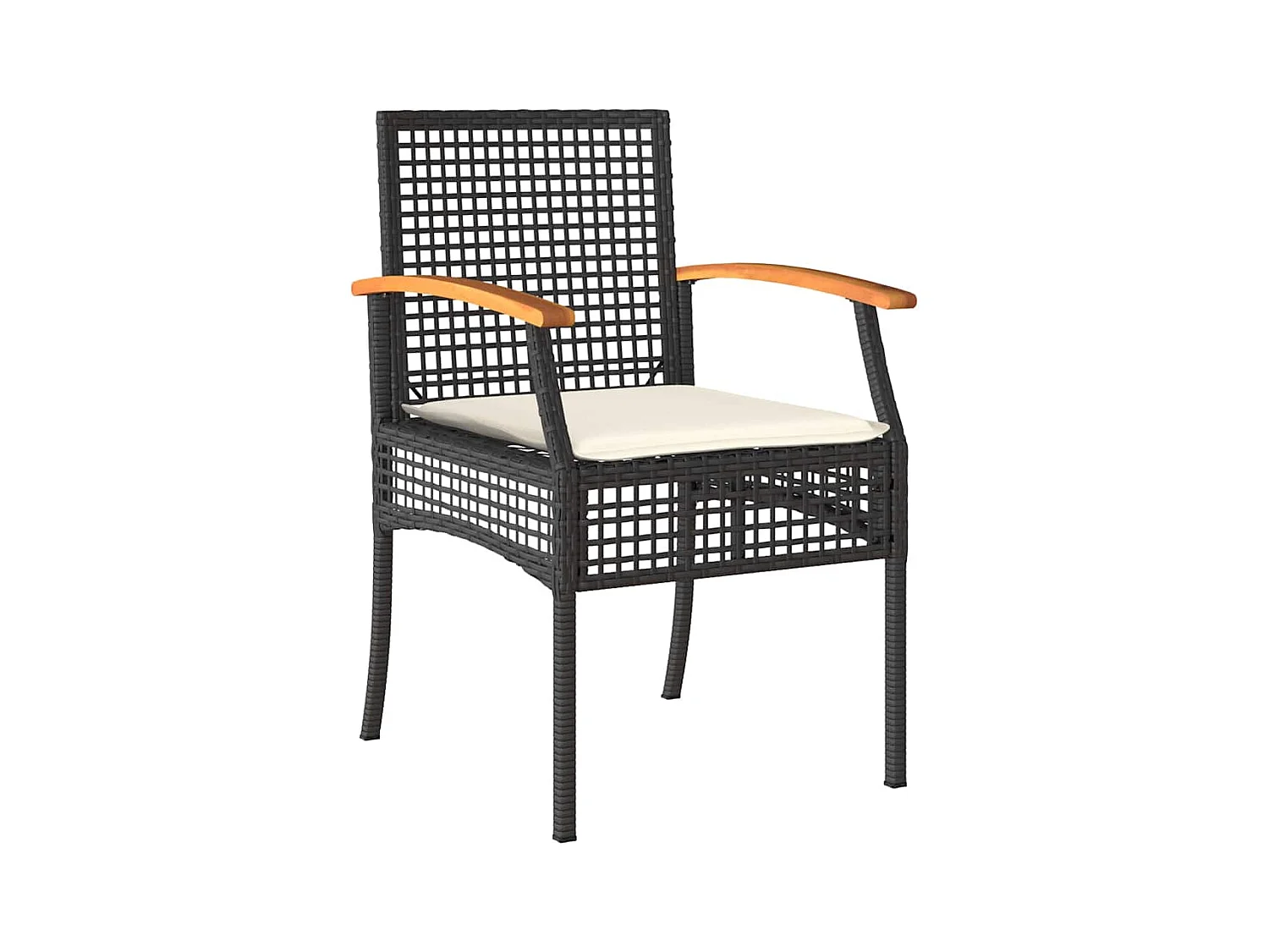 Set da pranzo da giardino 5 pezzi con cuscini in rattan nero