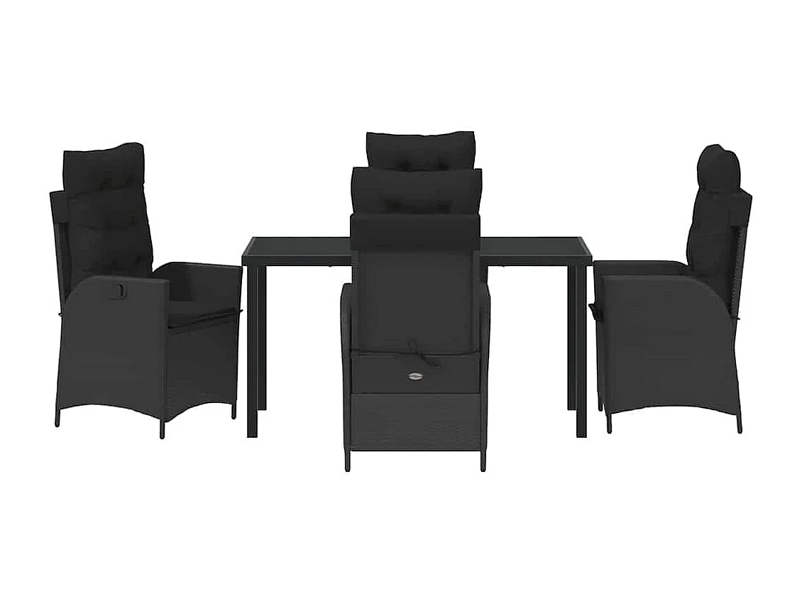 Ensemble de jardin 5 pièces Noir Poly Rattan