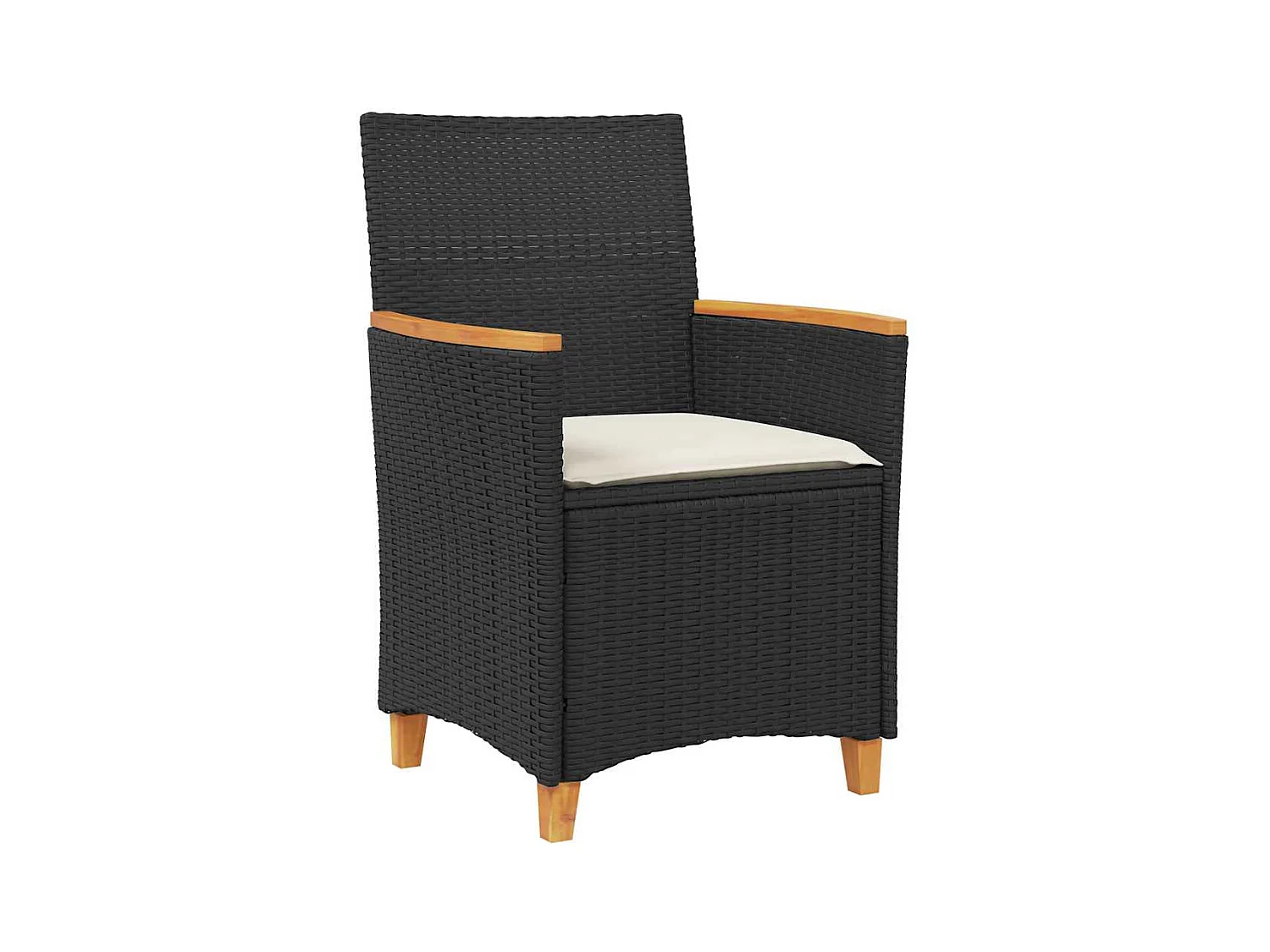 Set da pranzo da giardino 3 pezzi con cuscini in polyrattan nero