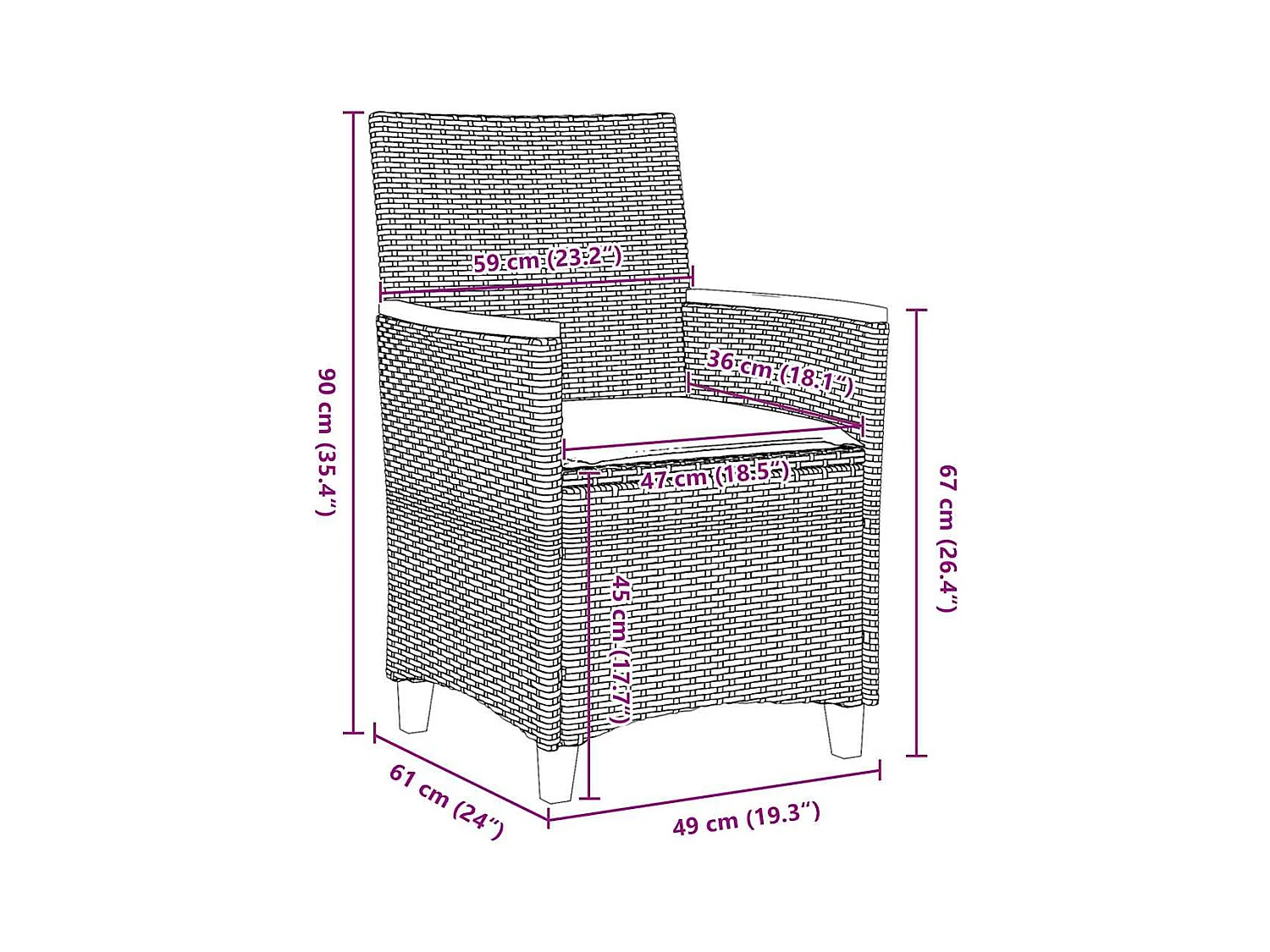 Set da pranzo da giardino 3 pezzi con cuscini in polyrattan nero
