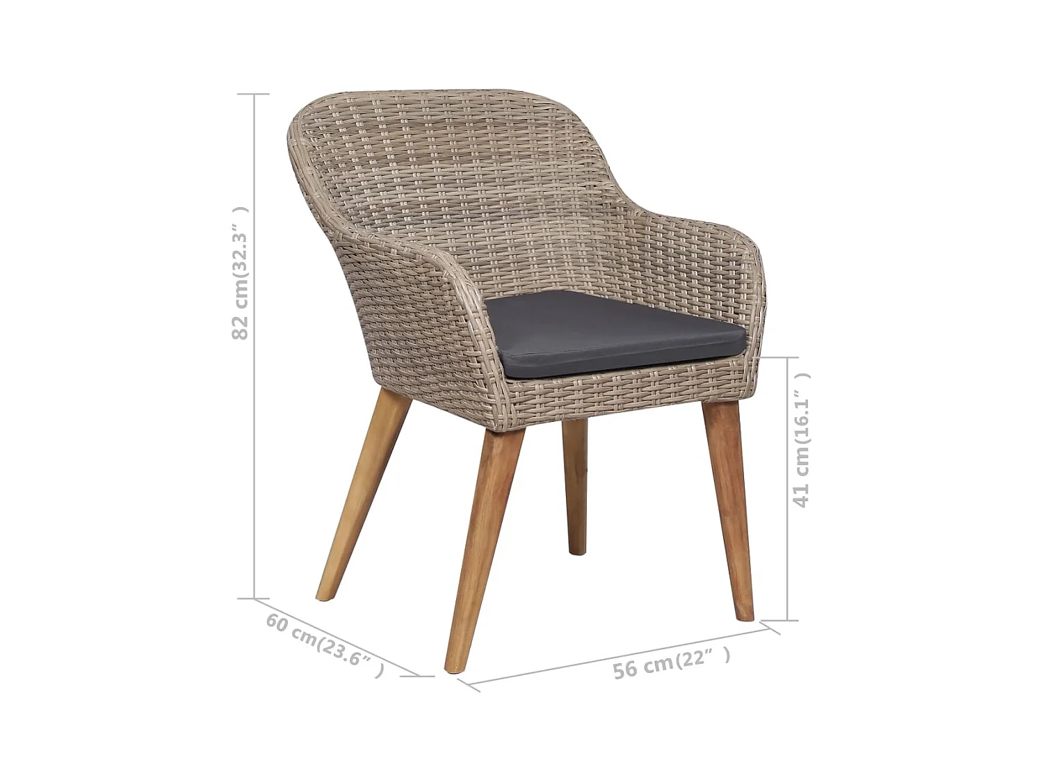 Chaises d'extérieur et coussins lot de 2 Résine tressée Marron