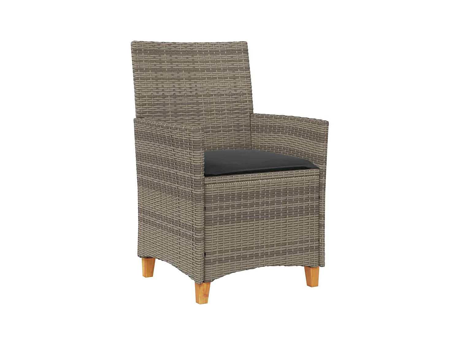 Ensemble de Salle à Manger de Jardin de 3 Pièces avec Coussins Gris en Rattan Poly