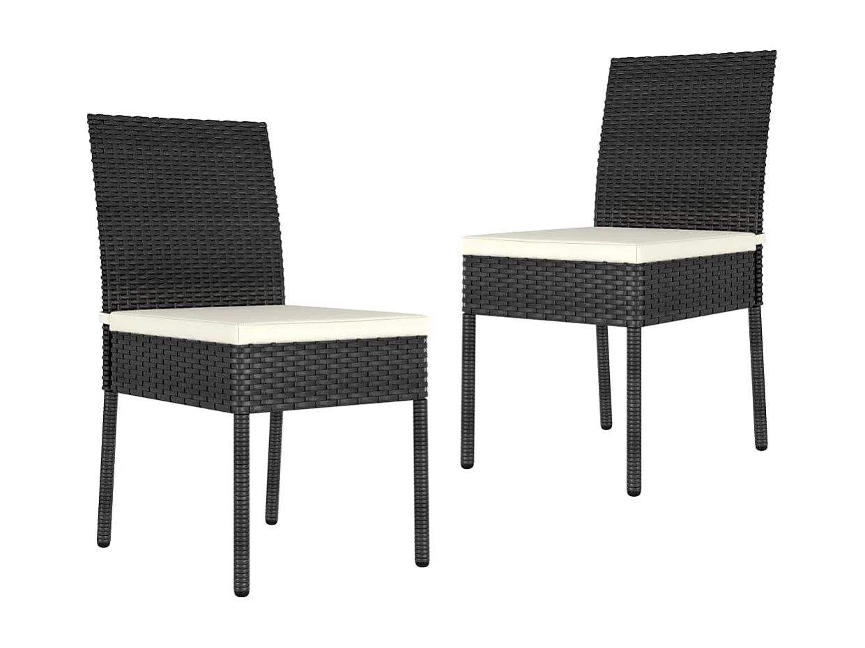 Chaises à manger de jardin lot de 2 Résine tressée Noir