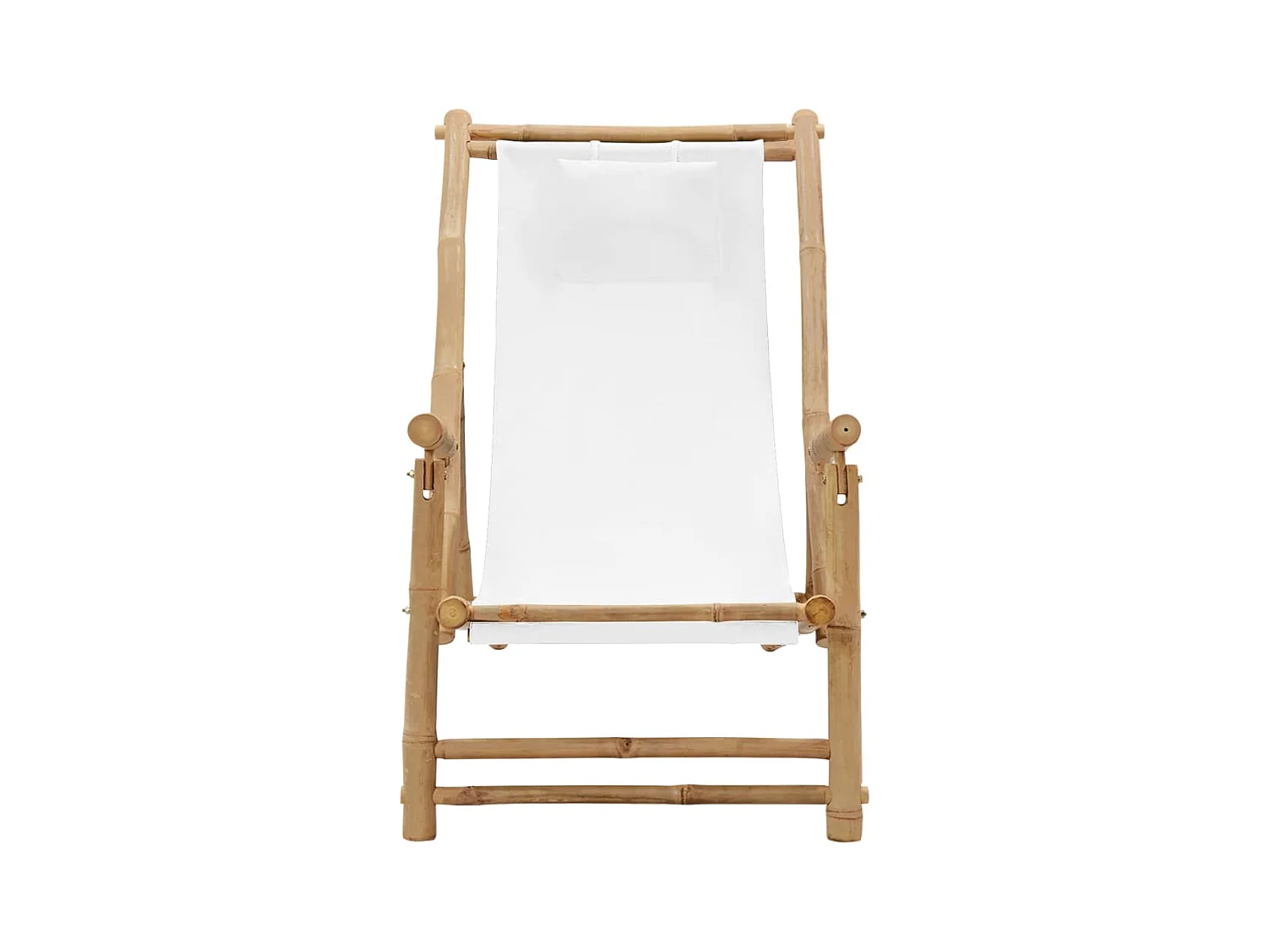 Sedia da terrazza in bambù e tela bianco crema