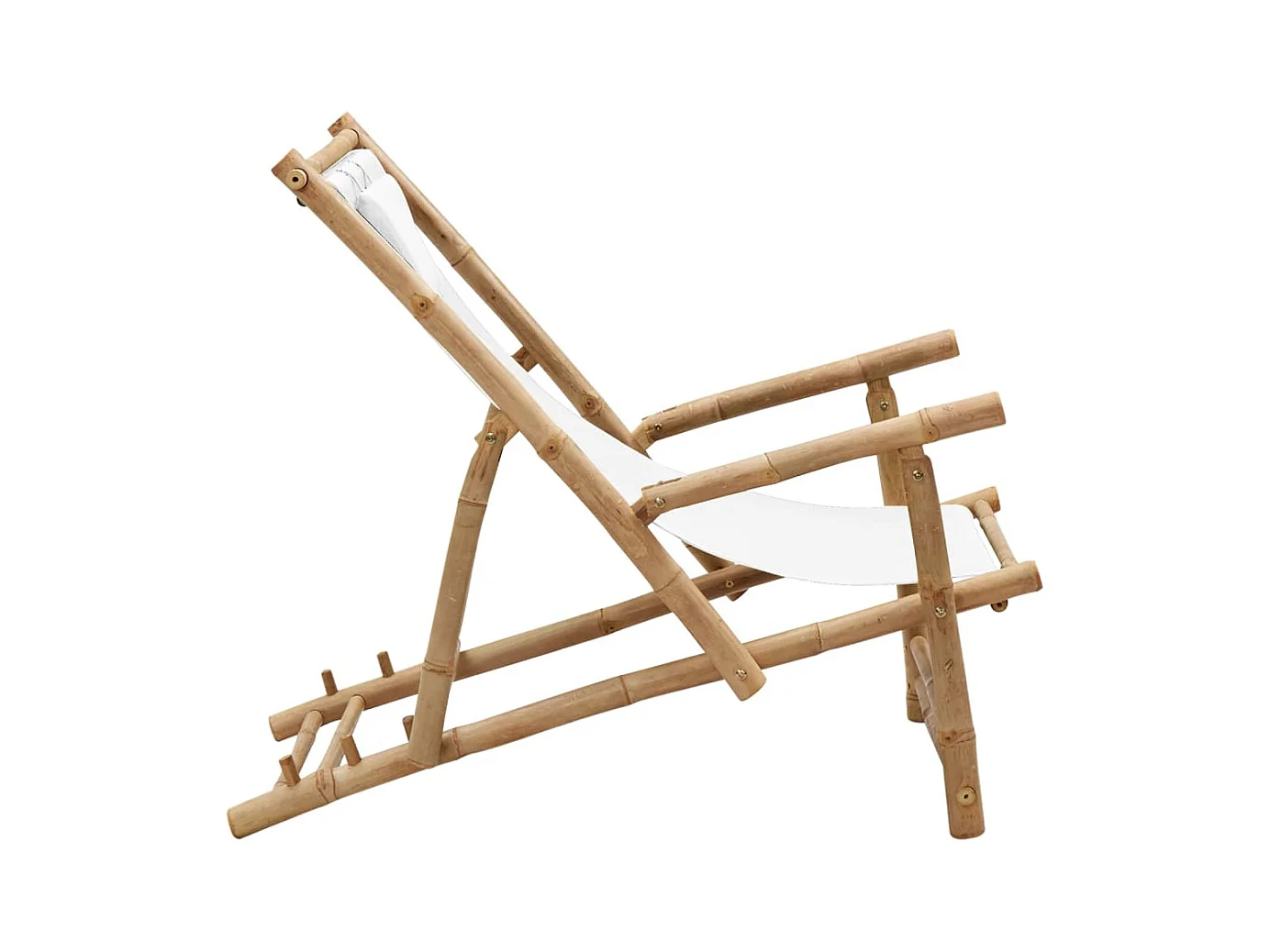 Sedia da terrazza in bambù e tela bianco crema