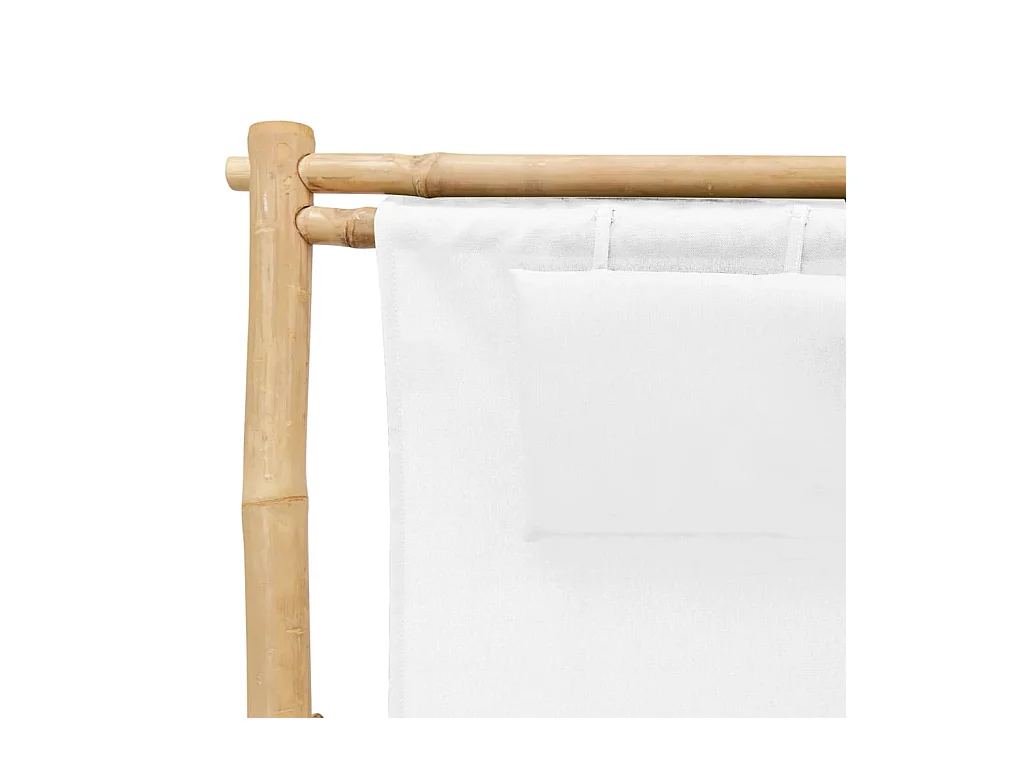 Sedia da terrazza in bambù e tela bianco crema