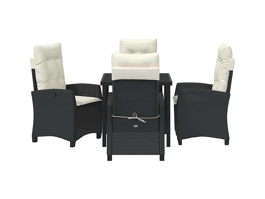 Set da pranzo da giardino 5 pezzi con cuscini - Rattan nero