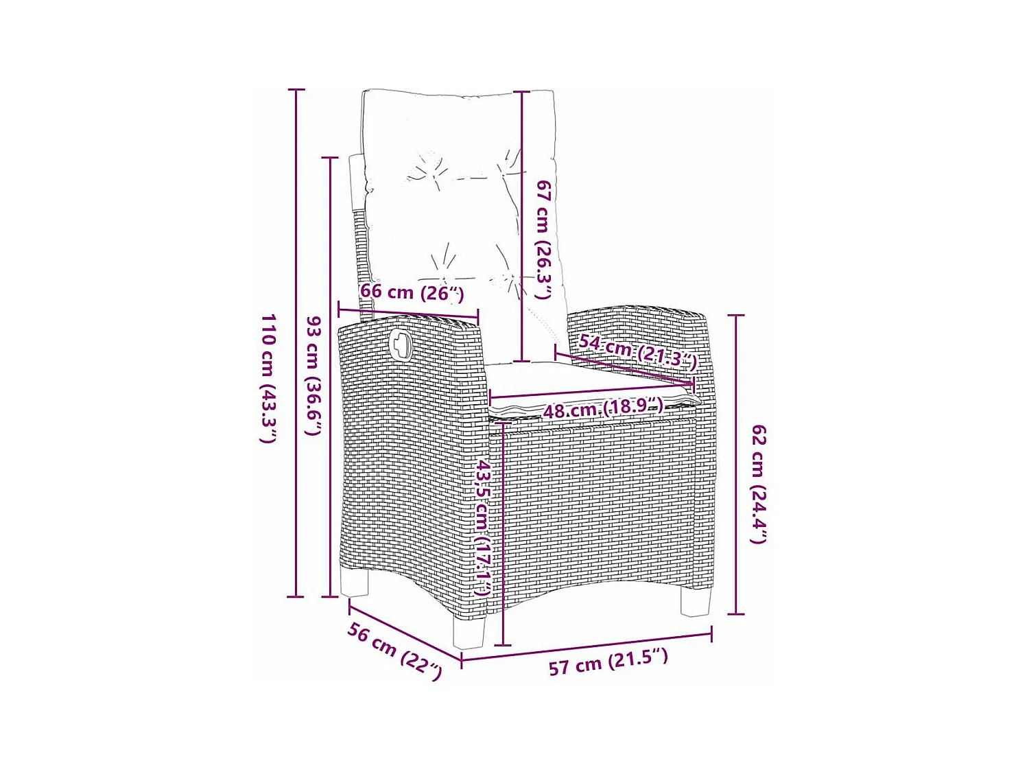 Set da pranzo da giardino 5 pezzi con cuscini - Rattan nero