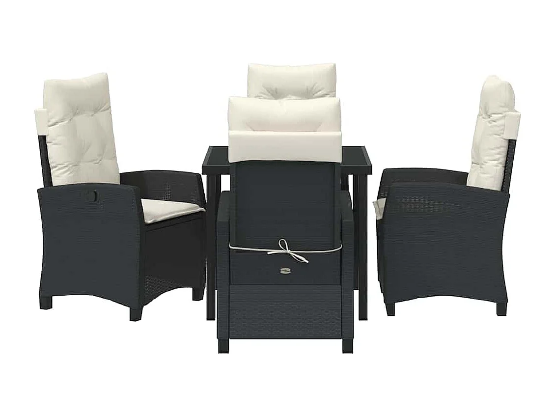 Set da pranzo da giardino 5 pezzi con cuscini - Rattan nero