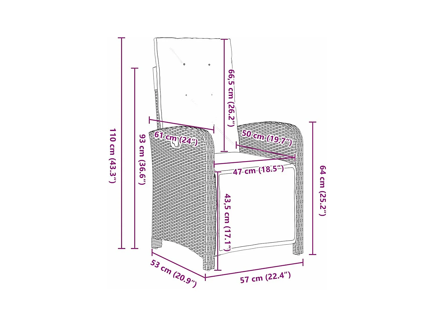 Set da pranzo da giardino da 5 pezzi con cuscini in rattan sintetico grigio