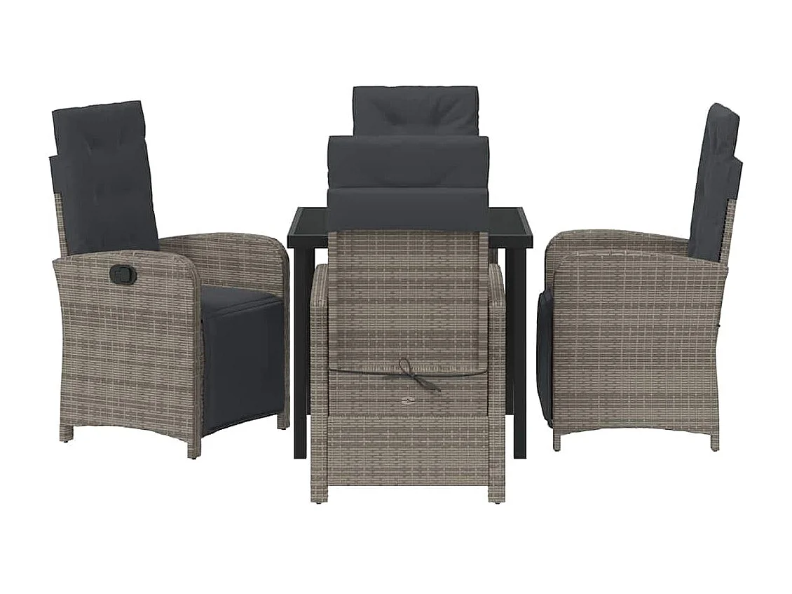 5-delige tuinset met grijze synthetische rotan kussens