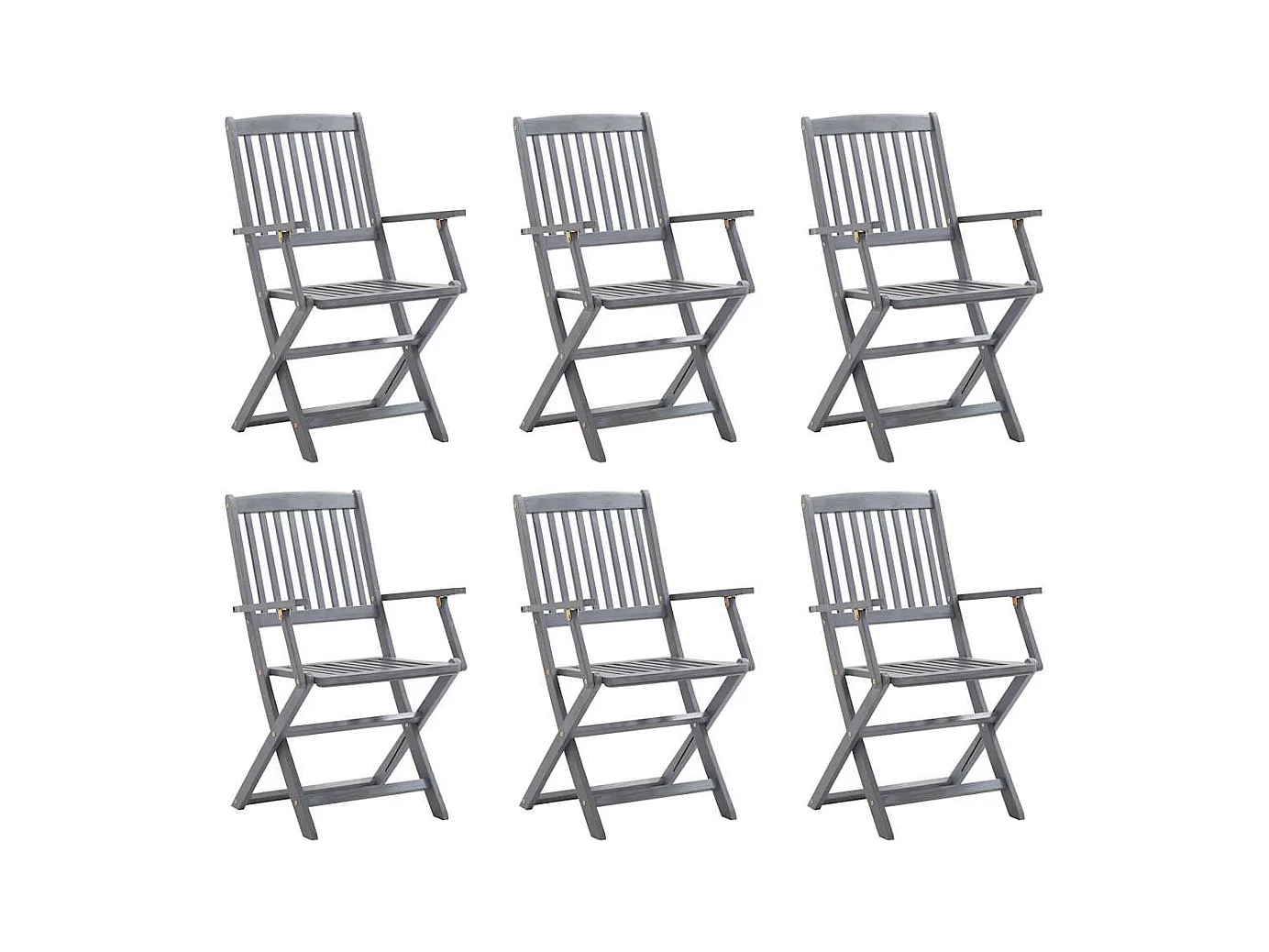 Set di 6 sedie pieghevoli da esterno in legno massello di acacia