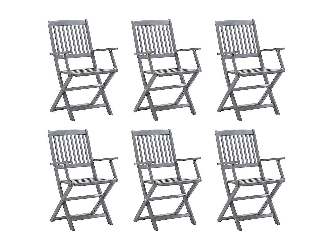 Chaises pliables d'extérieur lot de 6 Bois d'acacia solide