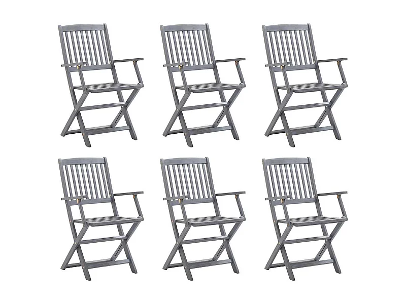 Chaises pliables d'extérieur lot de 6 Bois d'acacia solide