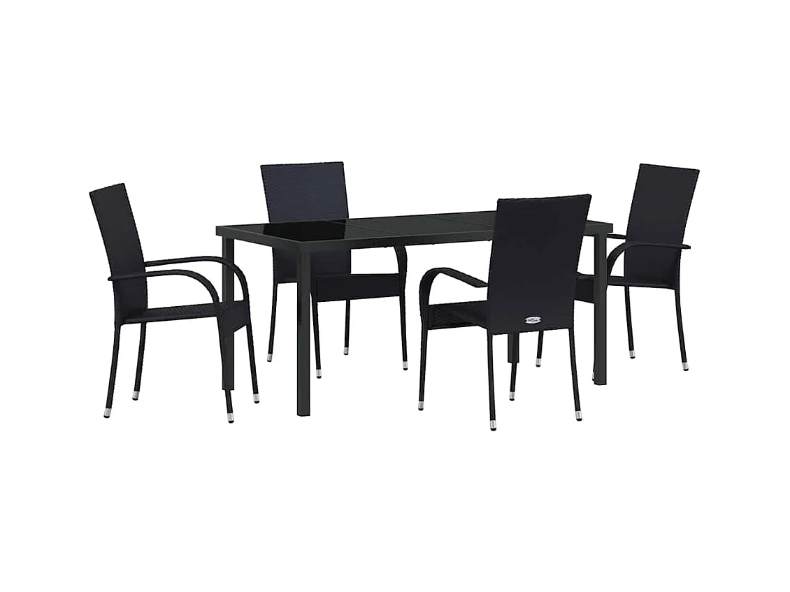 Set da pranzo da giardino 5 pezzi - Polyrattan nero