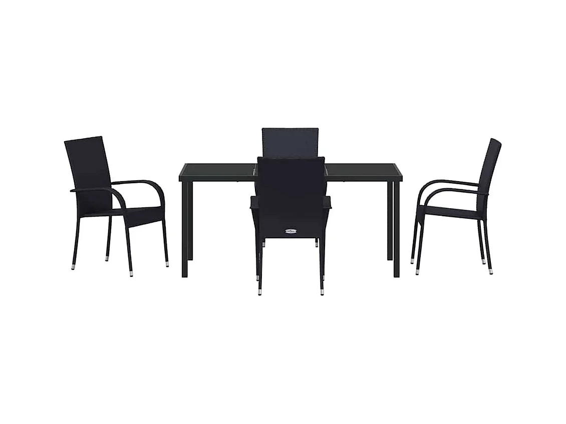 Set da pranzo da giardino 5 pezzi - Polyrattan nero
