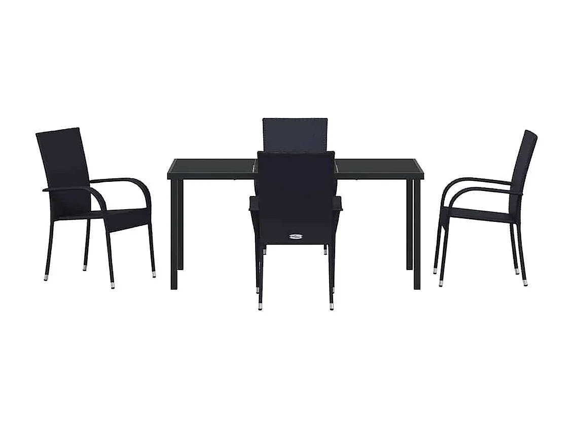 Ensemble de salle à manger de jardin 5 pièces – poly rattan noir