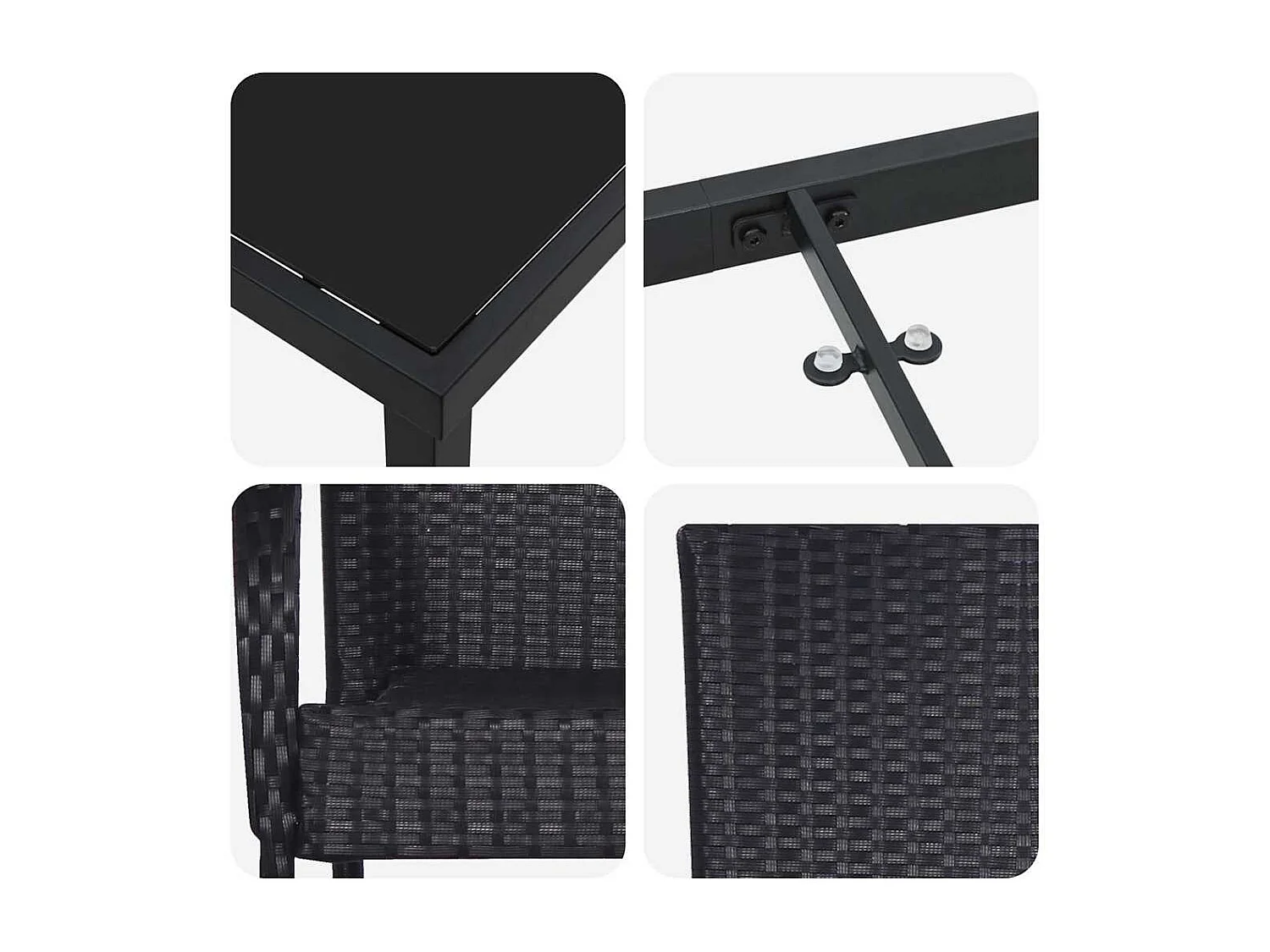 Ensemble de salle à manger de jardin 5 pièces – poly rattan noir