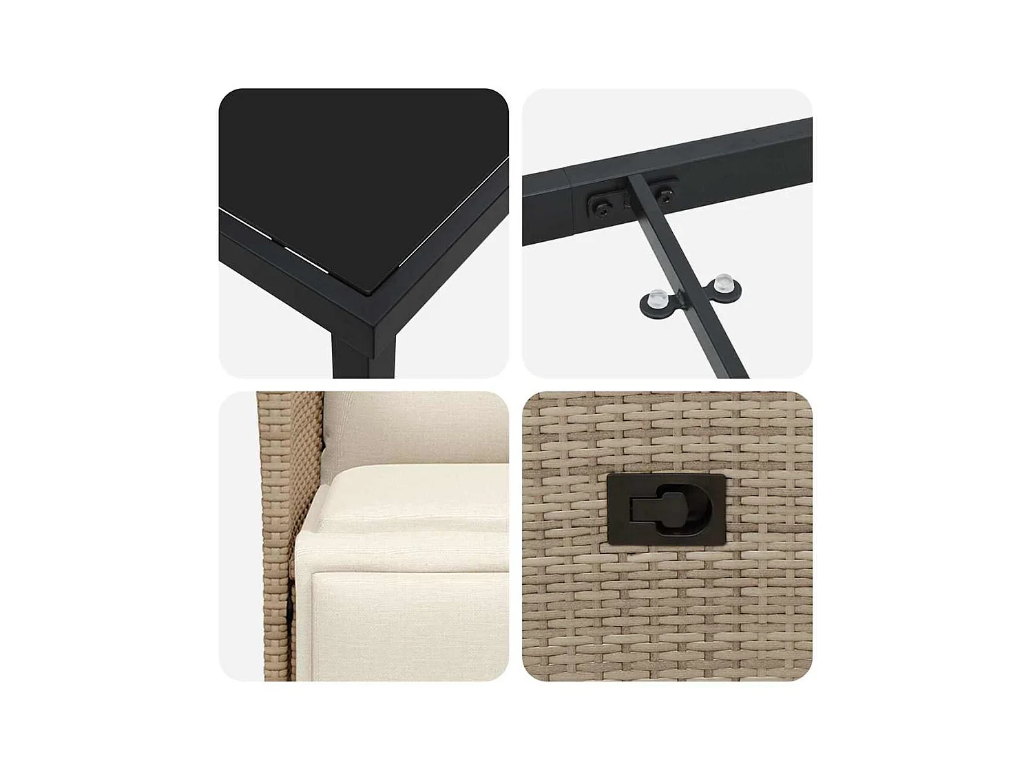 5-delige tuinset met kussens van beige polyrotan