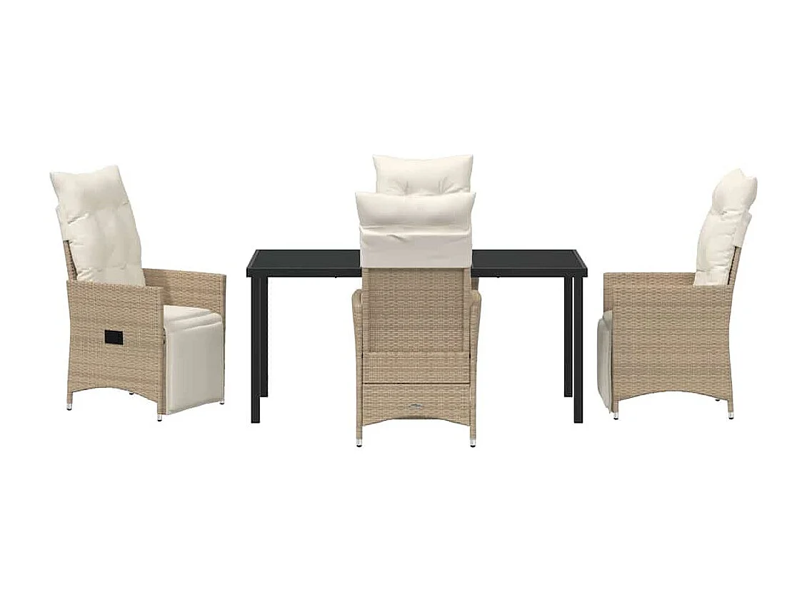 Ensemble de salle à manger de jardin de 5 pièces avec coussins en Beige Poly Rattan