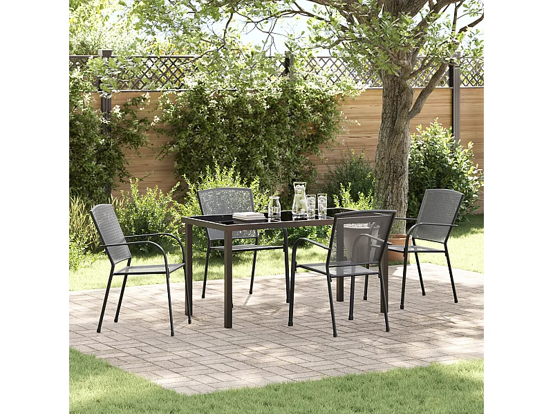 Set da pranzo da giardino 5 pezzi in acciaio antracite