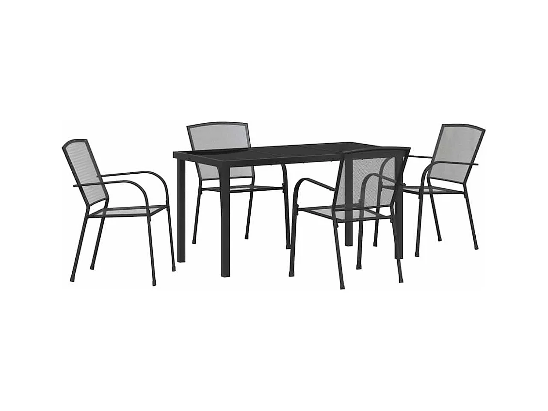 Set da pranzo da giardino 5 pezzi in acciaio antracite