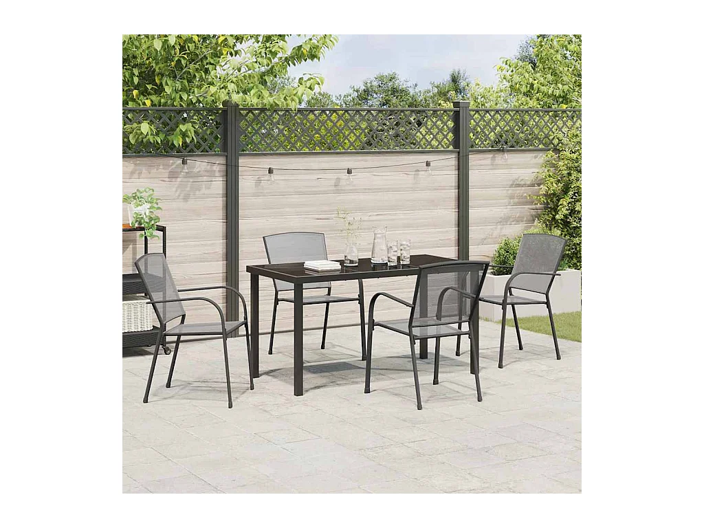 Set da pranzo da giardino 5 pezzi in acciaio antracite