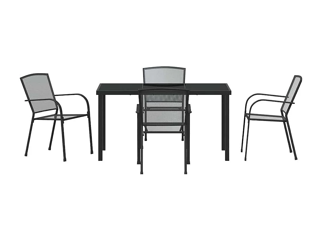 Set da pranzo da giardino 5 pezzi in acciaio antracite