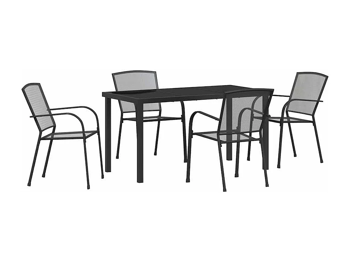 Set de repas de jardin 5 pièces Anthracite Acier