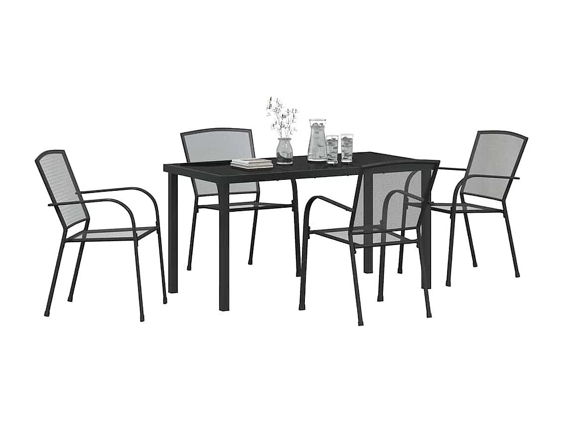 Set de repas de jardin 5 pièces Anthracite Acier