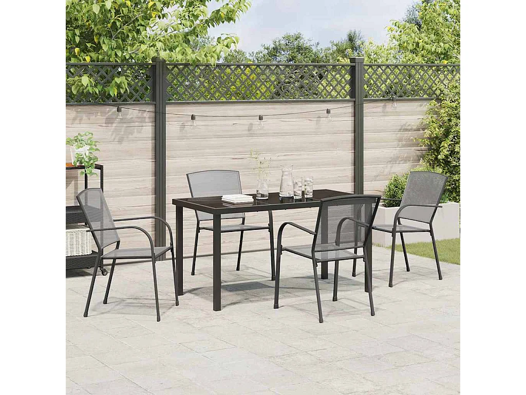 Set de repas de jardin 5 pièces Anthracite Acier
