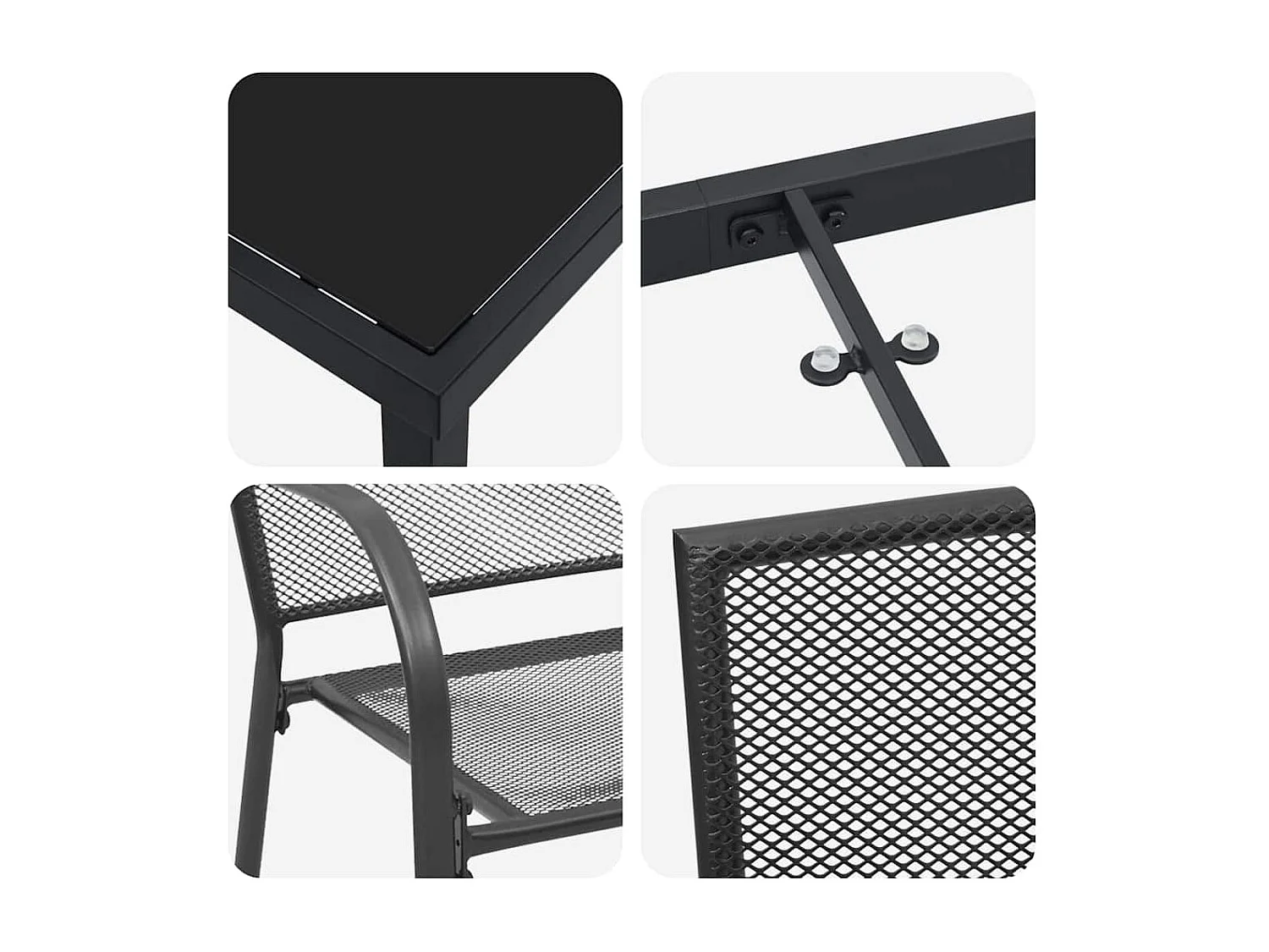 Set de repas de jardin 5 pièces Anthracite Acier