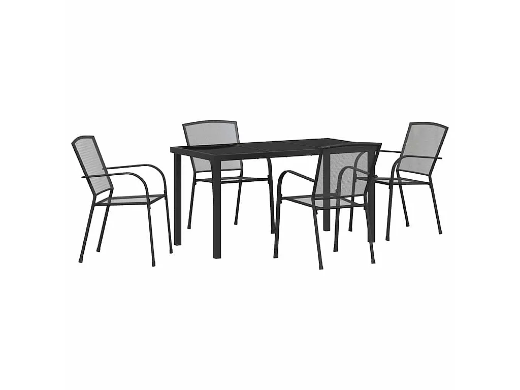 Set de repas de jardin 5 pièces Anthracite Acier