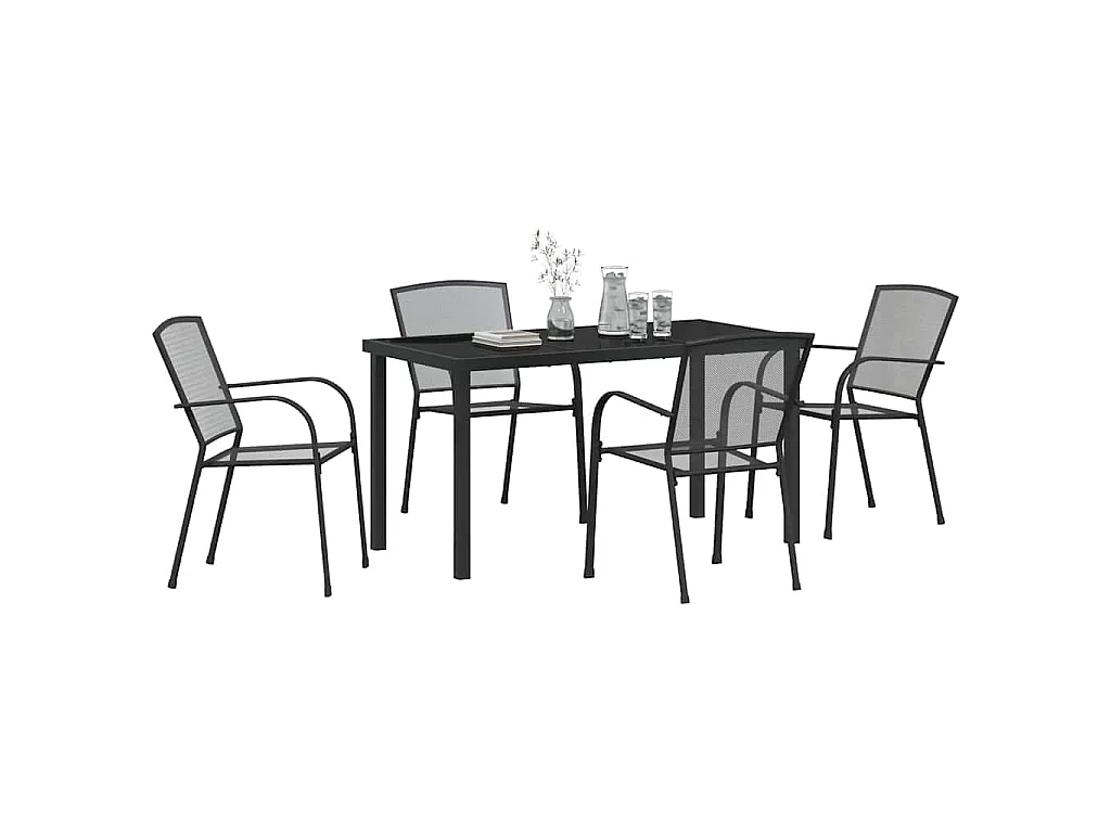 Set de repas de jardin 5 pièces Anthracite Acier