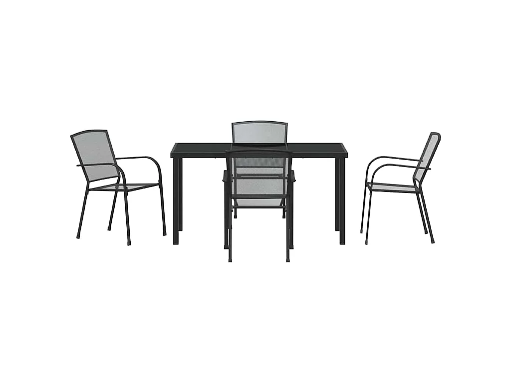 Set de repas de jardin 5 pièces Anthracite Acier