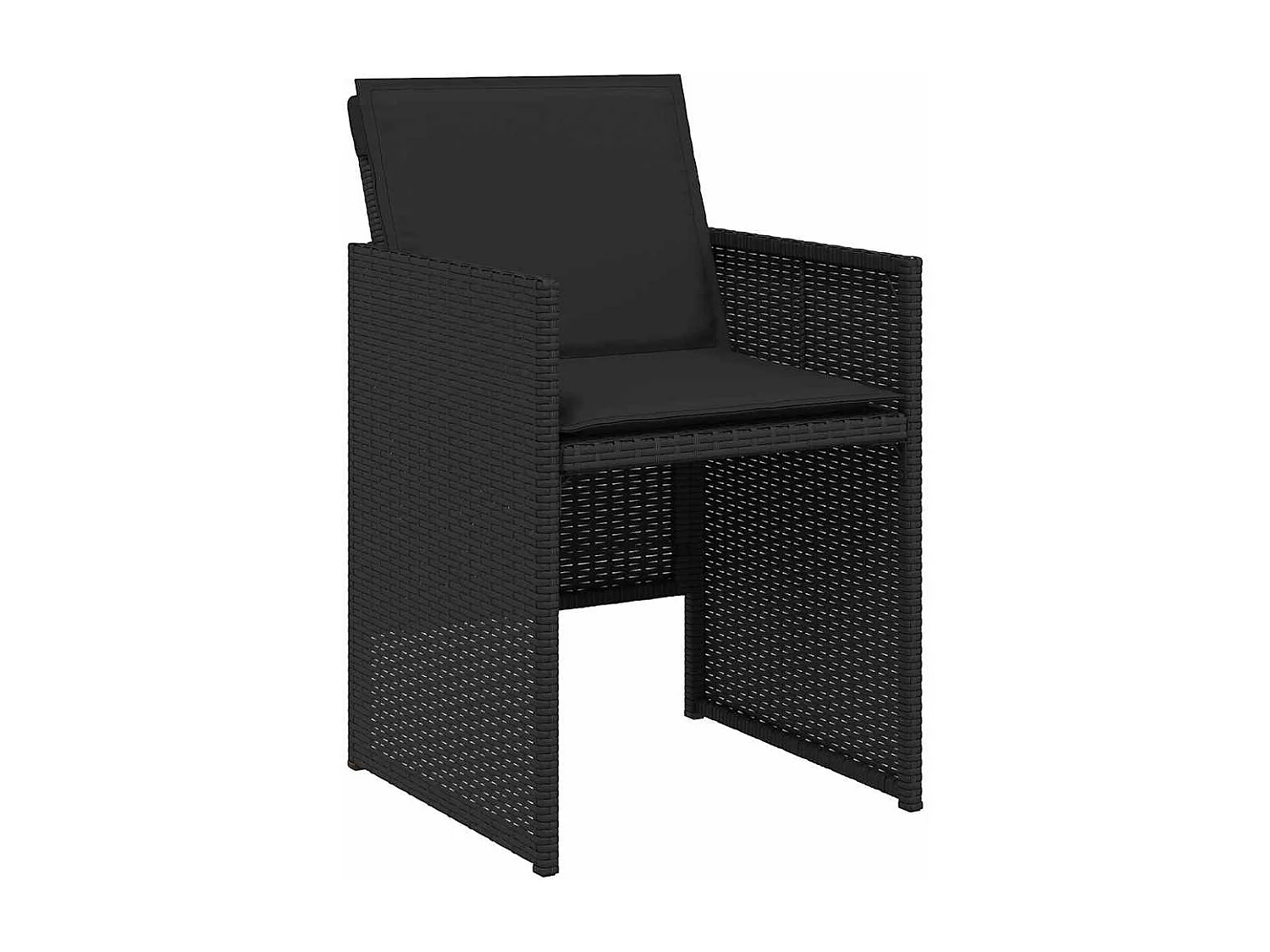Ensemble de repas de jardin 5 pièces avec coussins en Rattan Poly noir