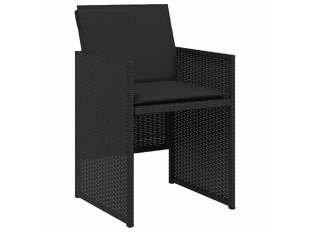 Juego de comedor de jardín de 5 piezas con cojines de ratán sintético negro