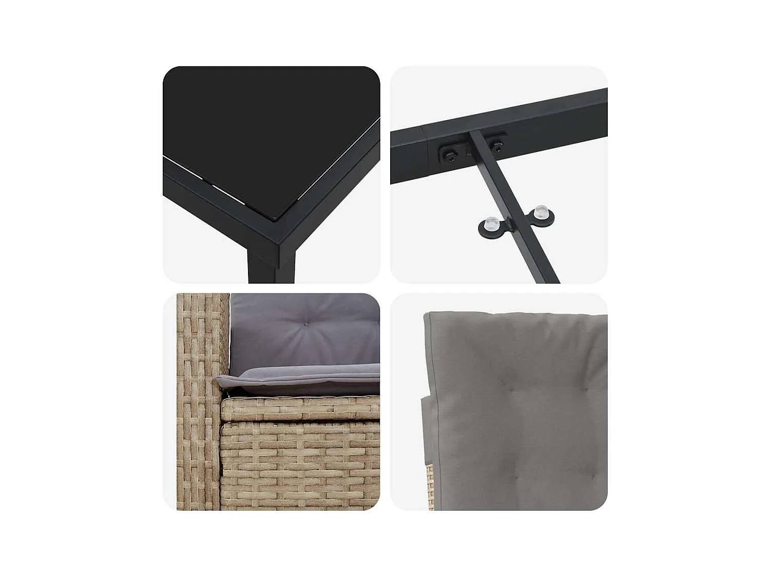 Ensemble de salle à manger de jardin de 7 pièces avec coussins beige en rattan synthétique