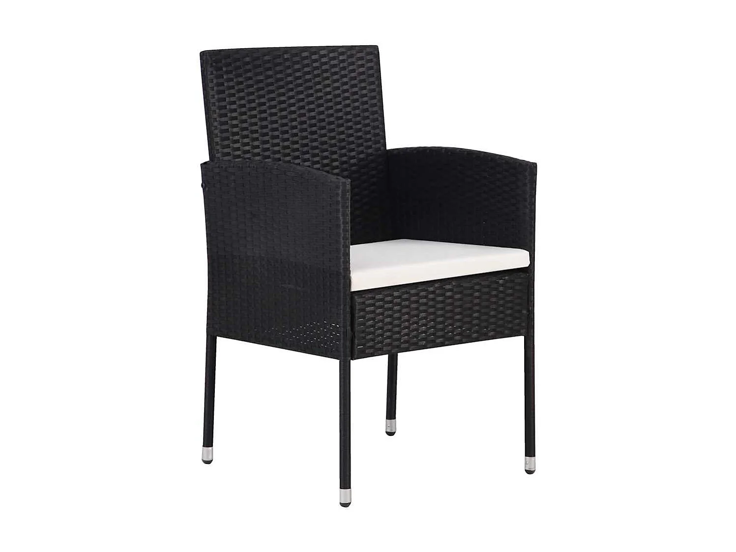 Set da pranzo da giardino 5 pezzi con cuscini in rattan nero Poly