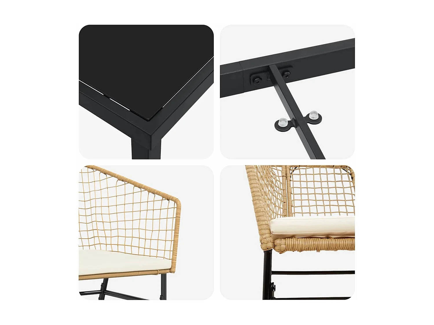 Set da pranzo da giardino 5 pezzi con cuscini in polyrattan marrone