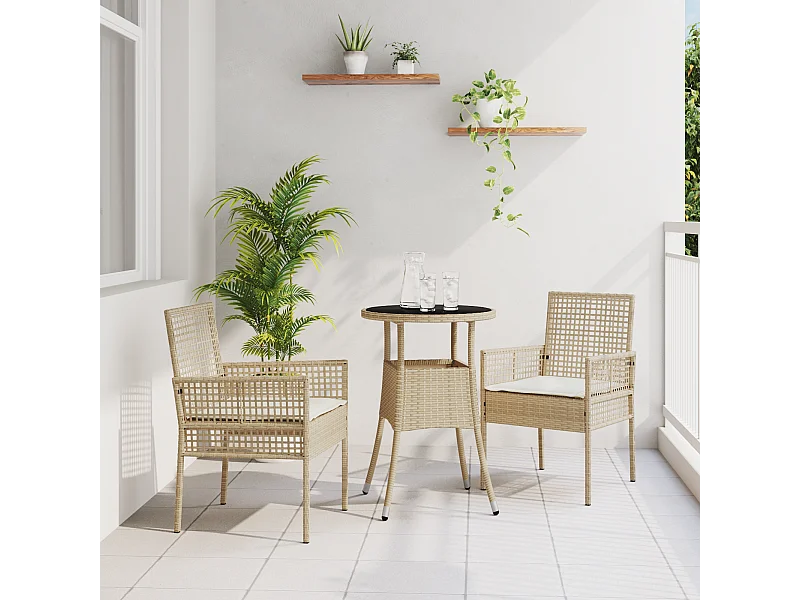 3-delige beige rotan tuinset