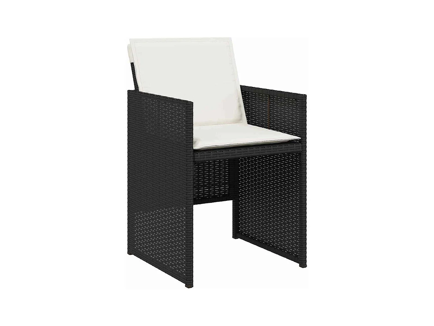 Set da pranzo da giardino 5 pezzi con cuscini in polyrattan nero