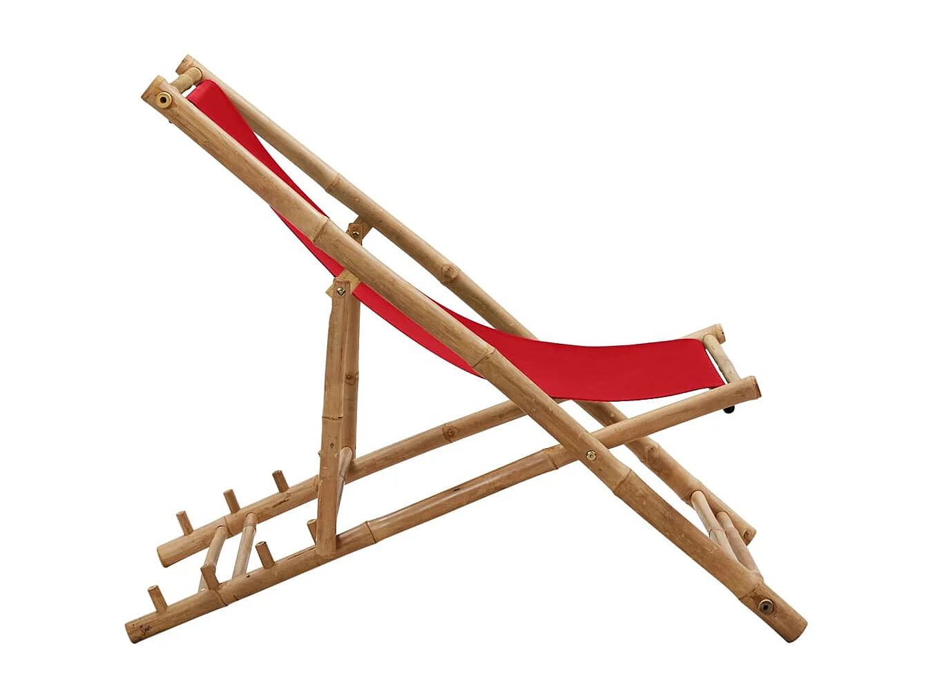 Chaise de terrasse bambou et toile rouge