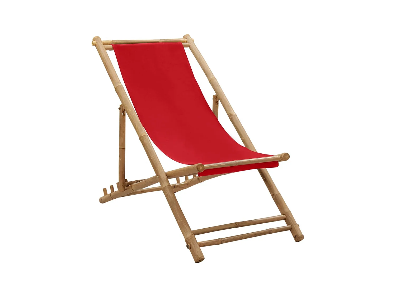 Chaise de terrasse bambou et toile rouge