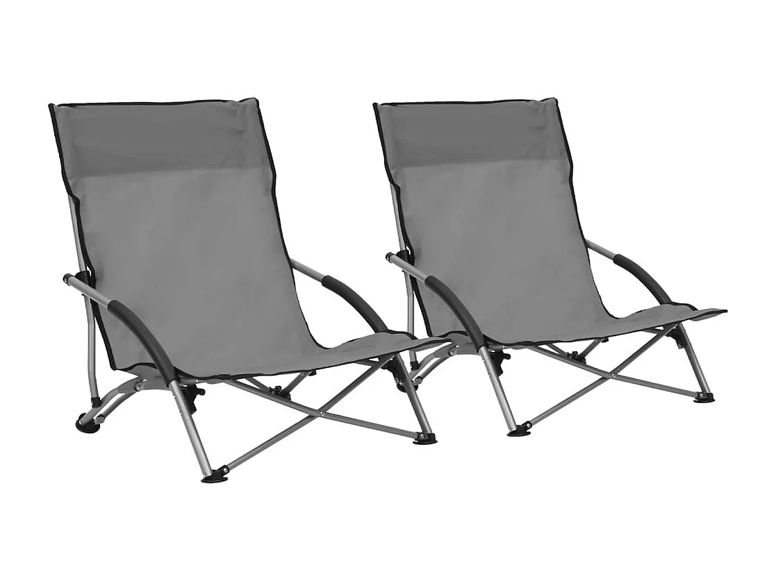Chaises de plage pliables lot de 2 Gris Tissu