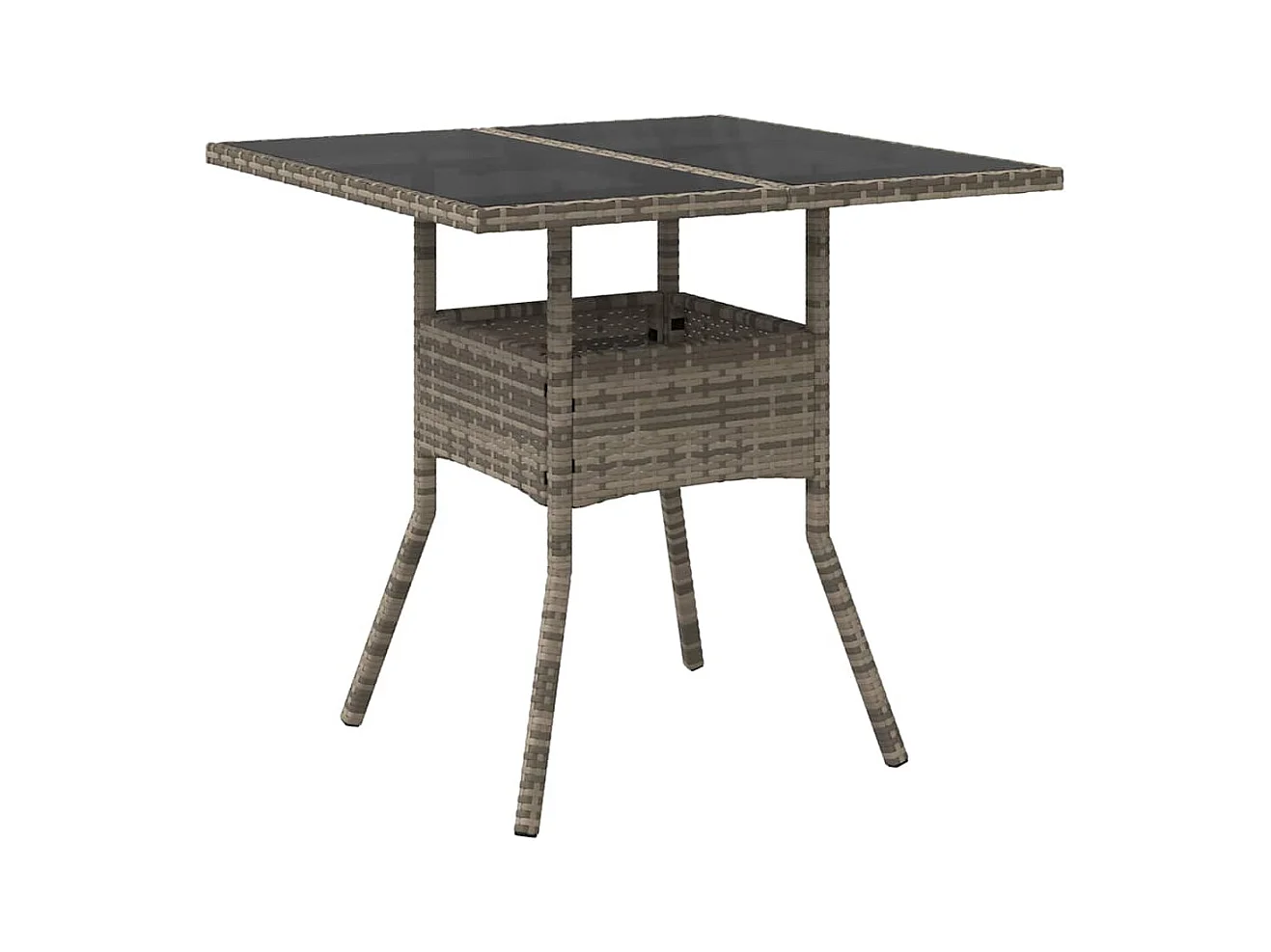 Set da pranzo da giardino in polyrattan grigio da 5 pezzi