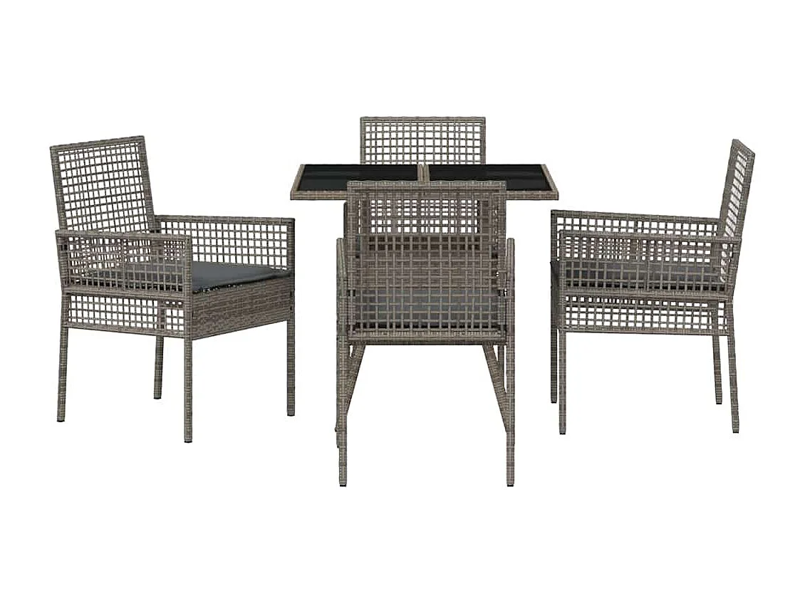 5-delige grijze poly rattan tuinset
