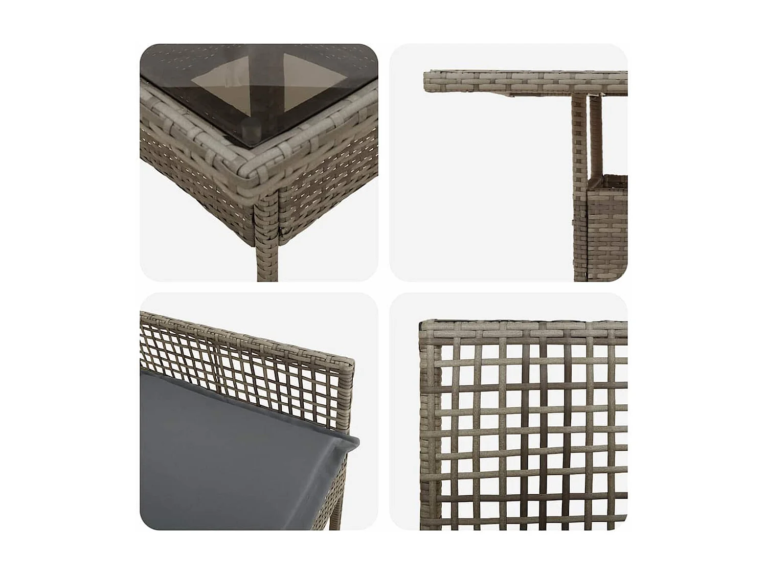 5-delige grijze poly rattan tuinset