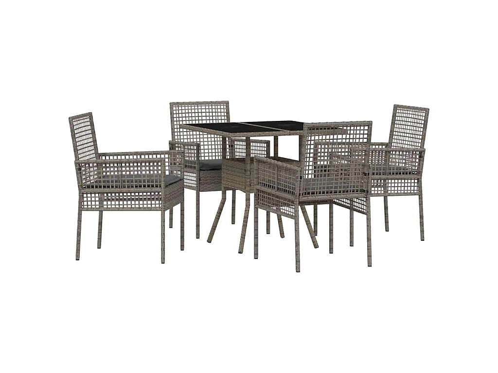 Ensemble de Salle à Manger de Jardin 5 Pièces Gris Poly Rattan