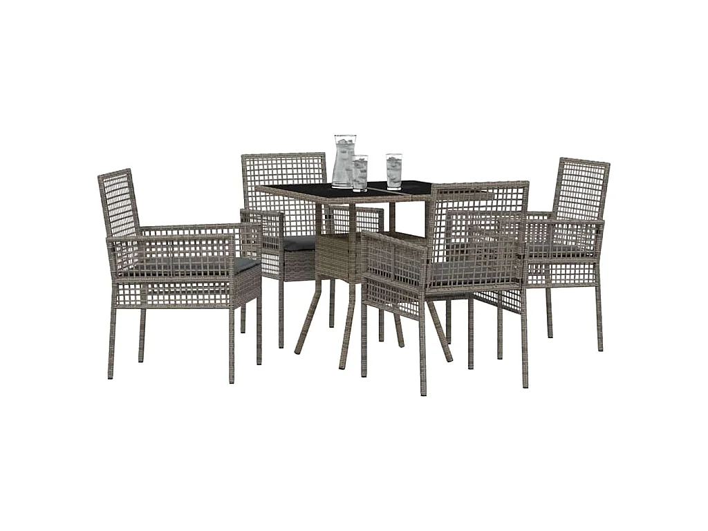 Ensemble de Salle à Manger de Jardin 5 Pièces Gris Poly Rattan